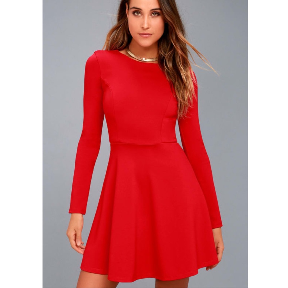 Lulu’s forever chic red long sleeve dress